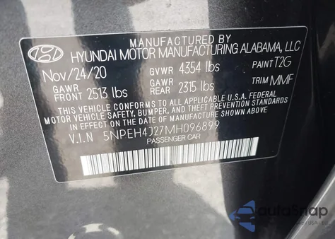2021 Hyundai Sonata Limited z USA, uszkodzony, nr VIN 5NPEH4J27MH096899